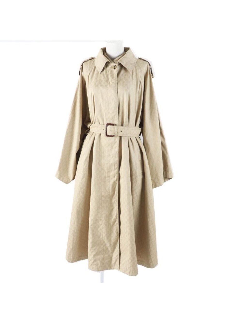 Gucci GG Pattern with Belt Wide Sleeve Over Silhouette Long Single Trench Coat